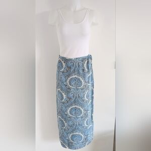 Y2K Paisley Silk Midi Wrap Skirt; Size 0/XS
